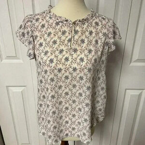 LOFT cream floral Casual Blouse Size MP